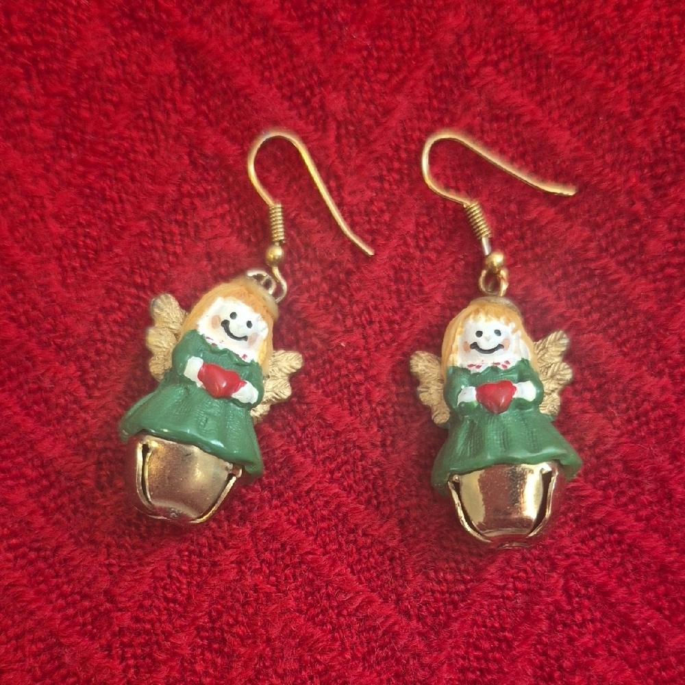 Angel Earrings with Gold Bells
